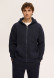 Black color men's three-thread insulated hoodie with a zipper 